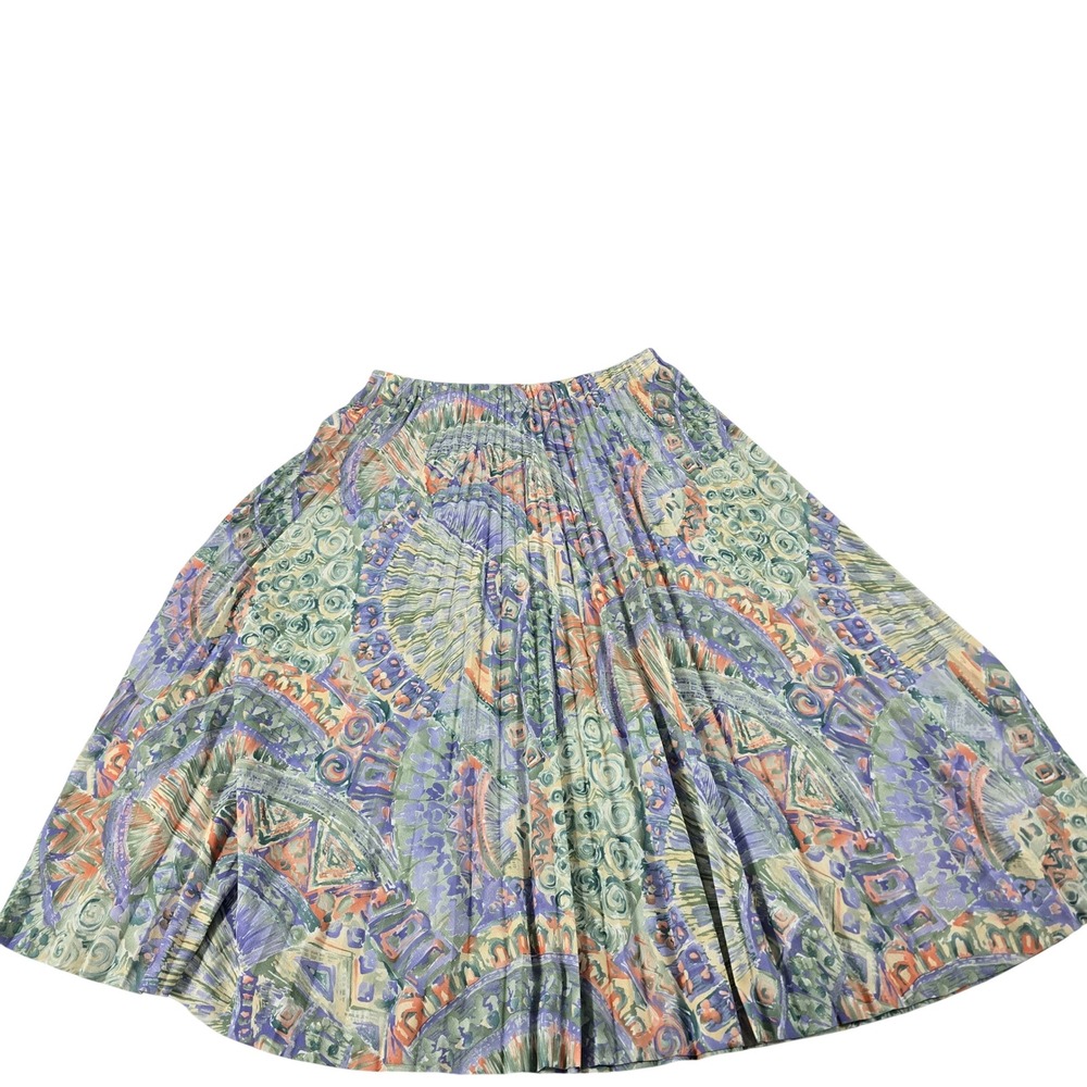 Graff Californiawear Vintage Abstract Geometric Pleated Midi‎ Skirt Size 14 6955